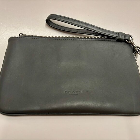 Black leather Coach wristlet with embossed Tyrannosaurus Rex - Picture 4 of 5